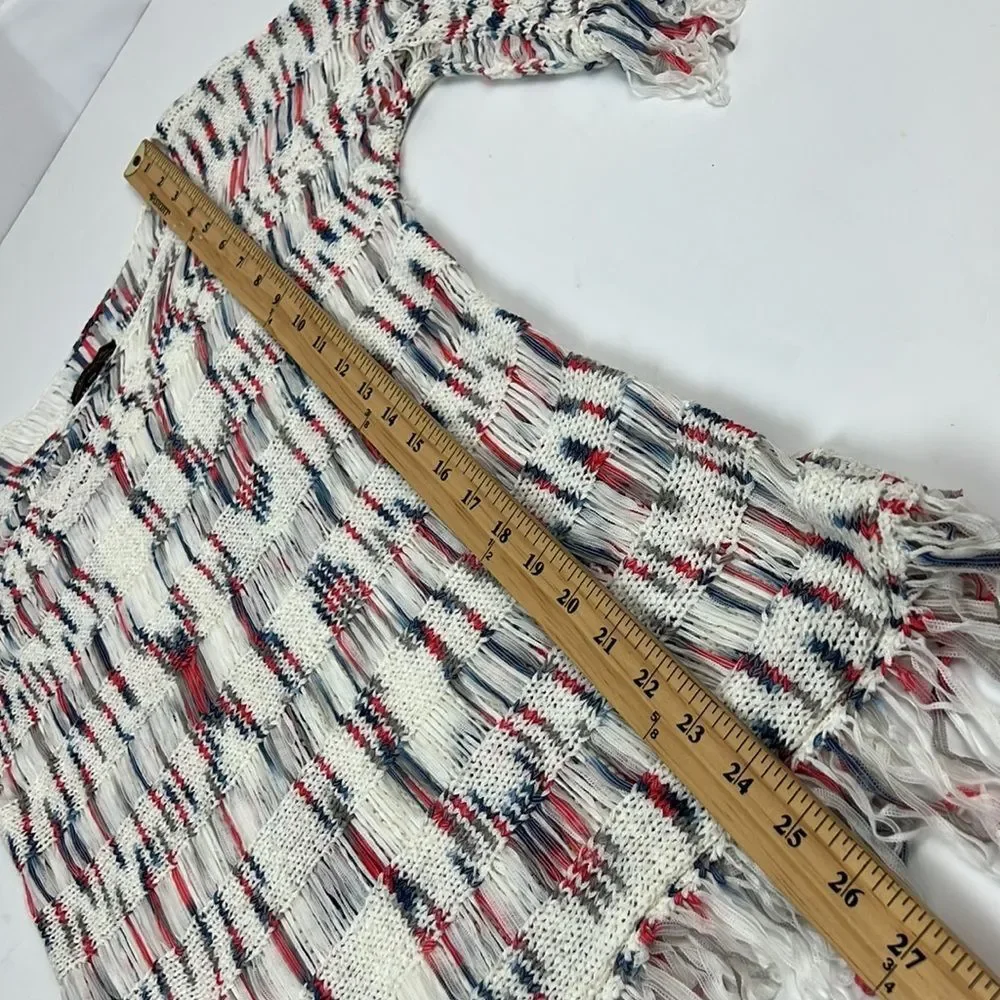 Bacci Baciano White Knit Fringe Swim Cover-Up Women's Size Medium